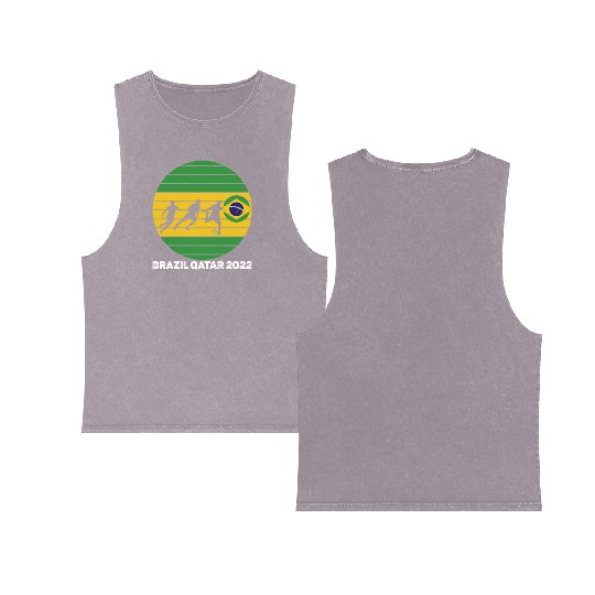 Brazil Soccer Double Sided Mineral Wash Tank Tops,