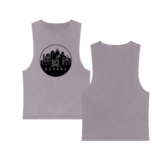Queens New York Skyline Double Sided Mineral Wash Tank Tops