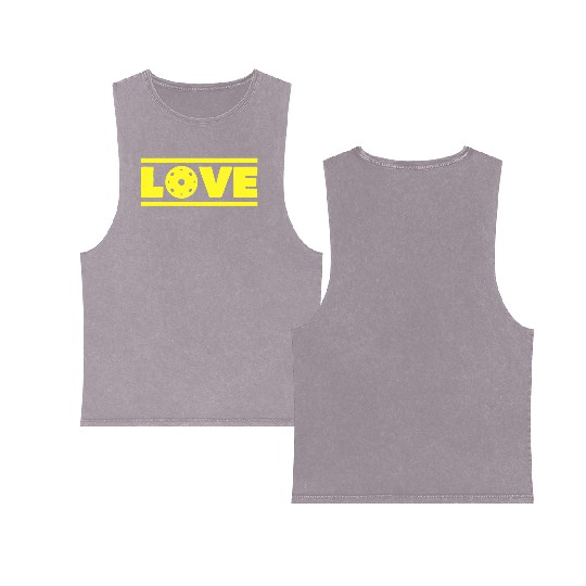 Pickleball Love Matching Retro Vintage Cute Pickle Double Sided Mineral Wash Tank Tops