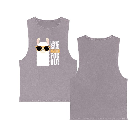 llama Said Knock You Out Double Sided Mineral Wash Tank Tops