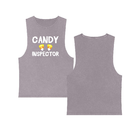 Candy Inspector Spooky Halloween Trick Or Treat Double Sided Mineral Wash Tank Tops