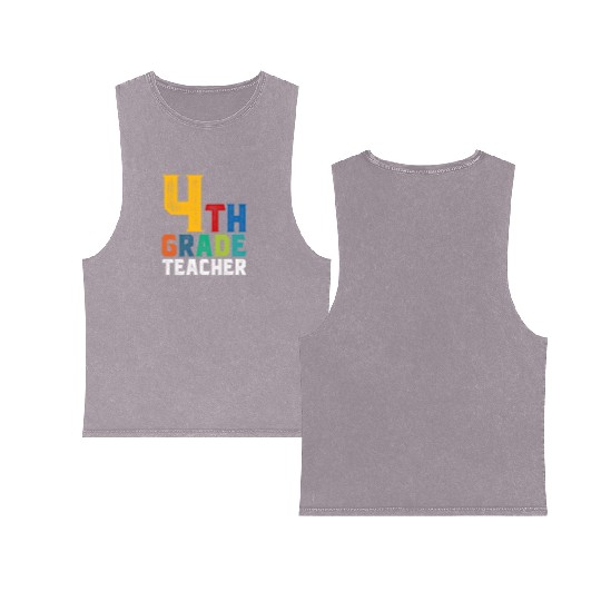 4th Grade Teacher Double Sided Mineral Wash Tank Tops