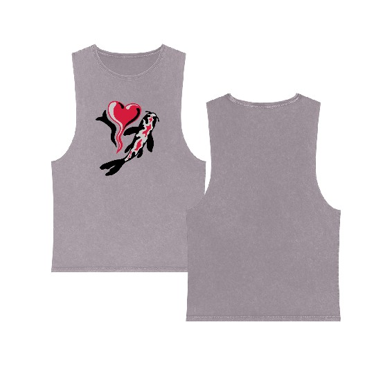 I Love Koi Fish Double Sided Mineral Wash Tank Tops