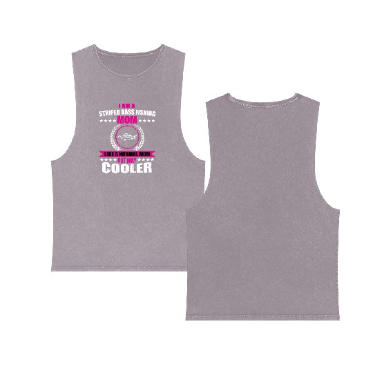 Striped Bass Fishing Mom Double Sided Mineral Wash Tank Tops