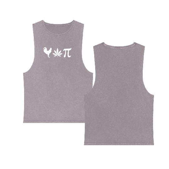 Chicken Pot Pi Marijuana Weed Stoner Pi Day Double Sided Mineral Wash Tank Tops