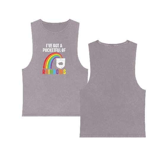 I've Got A Pocketful Of Rainbows Rainbow Lover Double Sided Mineral Wash Tank Tops