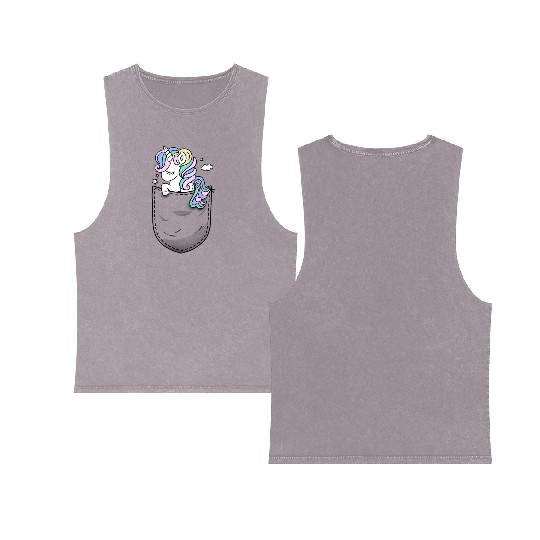 Unicorn in the pocket Double Sided Mineral Wash Tank Tops