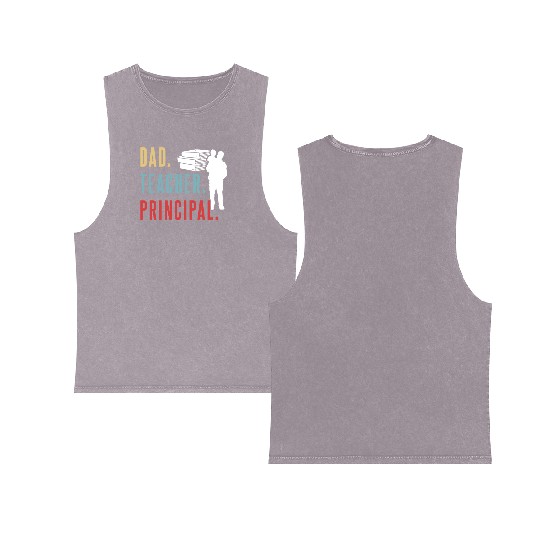 Dad Teacher Principal Homeschool Homeschooling Double Sided Mineral Wash Tank Tops