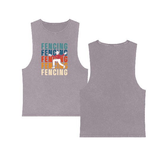 Fencing Sport Fencer En Garde Sport Fencing Double Sided Mineral Wash Tank Tops