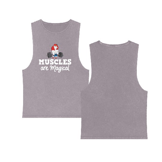 Unicorn Muscle Workout Fitness Training Sport Gym Double Sided Mineral Wash Tank Tops