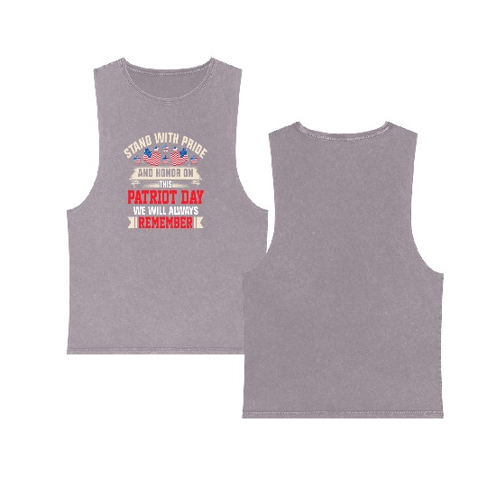 Patriot Day We Will Always Remember Double Sided Mineral Wash Tank Tops