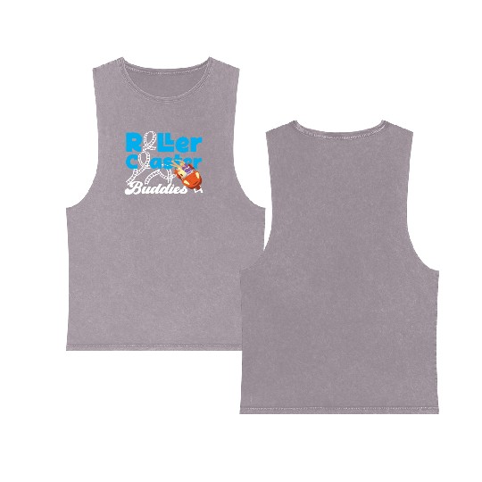 Roller Coaster Friends Besties Double Sided Mineral Wash Tank Tops