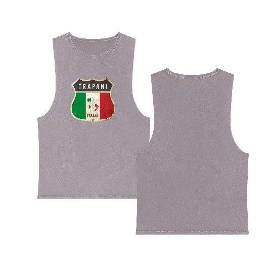 Trapani Italy coat of arms flags design Double Sided Mineral Wash Tank Tops