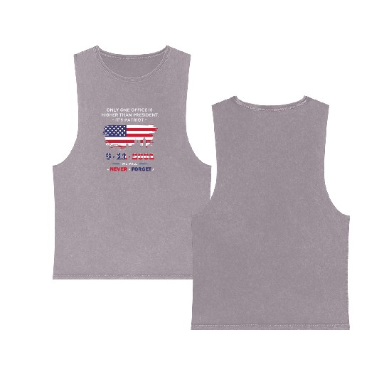 We will never forget the Patriot Day 911 Double Sided Mineral Wash Tank Tops