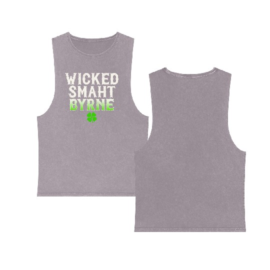 Wicked Smaht Byrne Clan Boston Irish Slang Double Sided Mineral Wash Tank Tops
