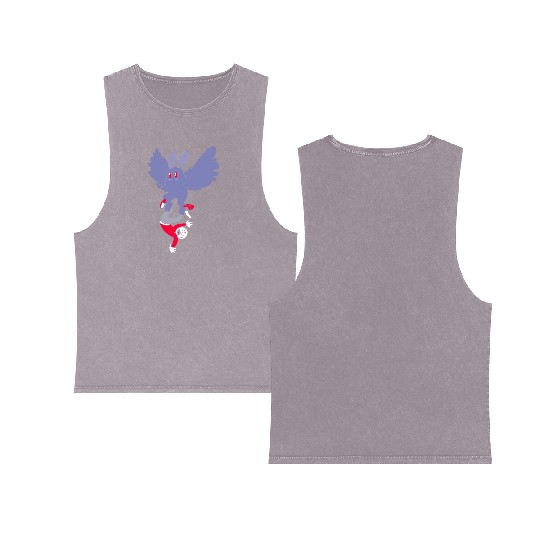 Mothman Abducting Human Goth Cryptid Funny Mothman Double Sided Mineral Wash Tank Tops