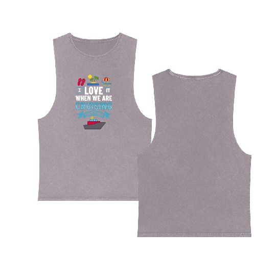 Cruise Ship Vacation Trip Party Sailing Boating Double Sided Mineral Wash Tank Tops