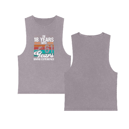 79 Birthday Idea Scuba Diving 79 Year Old Diver Double Sided Mineral Wash Tank Tops