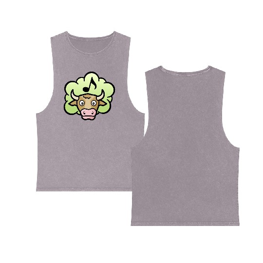 Cow Methane Cartoon Double Sided Mineral Wash Tank Tops