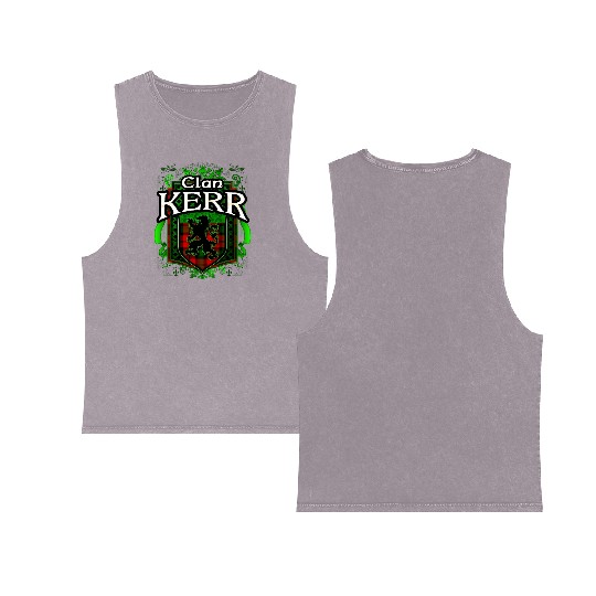 Clan Kerr Tartan Rampant Lion Celtic Double Sided Mineral Wash Tank Tops