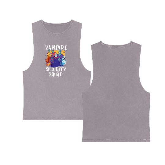 Vampire Security Squad Funny Easy Halloween Costum Double Sided Mineral Wash Tank Tops