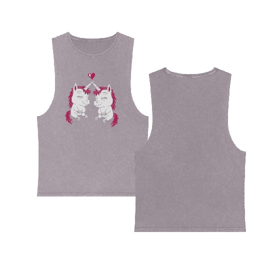 Best unicorn girlfriend love Double Sided Mineral Wash Tank Tops
