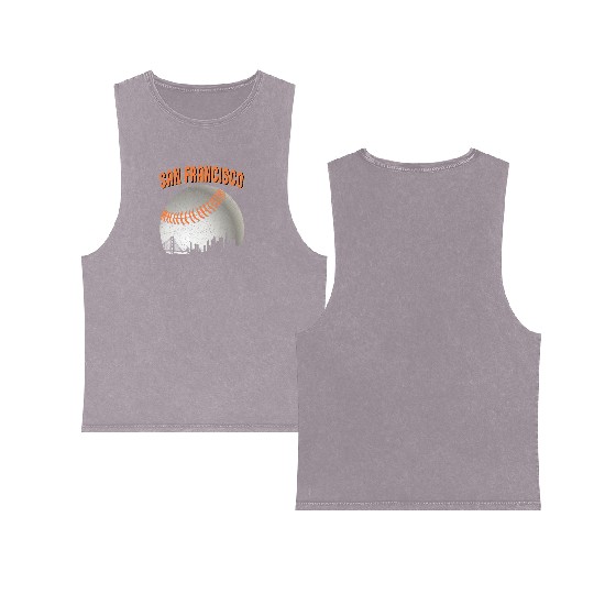 San Francisco Vintage Skyline Baseball For Gameday Double Sided Mineral Wash Tank Tops