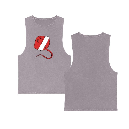 Scuba Diver Red White Flag Ray Scuba Diving Double Sided Mineral Wash Tank Tops