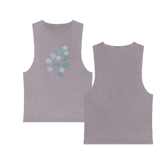 Eucalyptus evergreen design - natural plant leaves Double Sided Mineral Wash Tank Tops