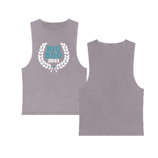 Big Bro 2023 - Big Brother Baby Birth Boy Gift Double Sided Mineral Wash Tank Tops
