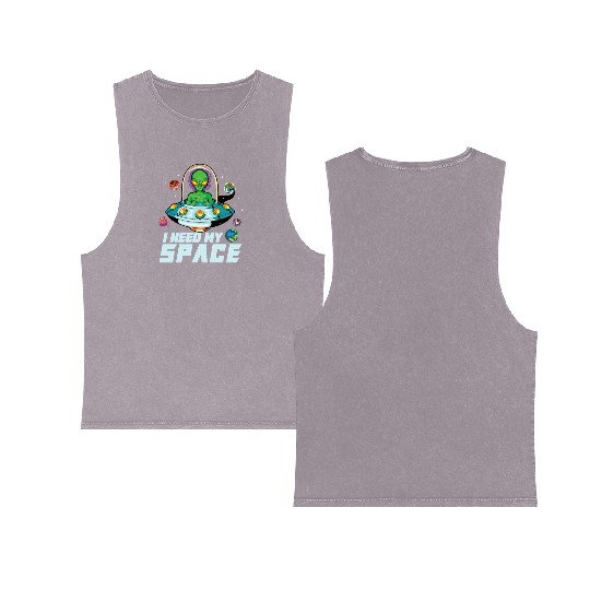 Alien Extraterrestrial Area 51 UFO Space Geek Gift Double Sided Mineral Wash Tank Tops
