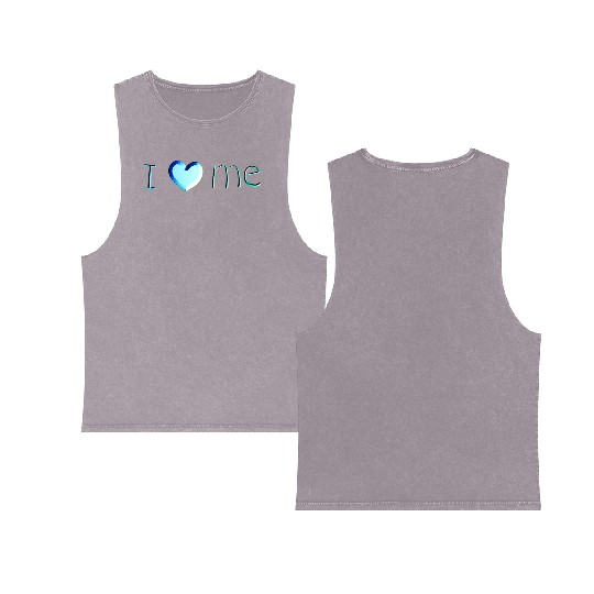 i love me lettering blue Double Sided Mineral Wash Tank Tops