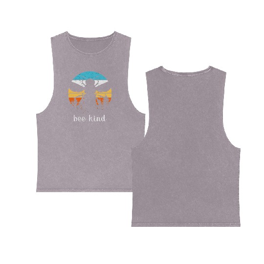 Save the Bees Autumn Sunset Treeline Bee Kind Swea Double Sided Mineral Wash Tank Tops