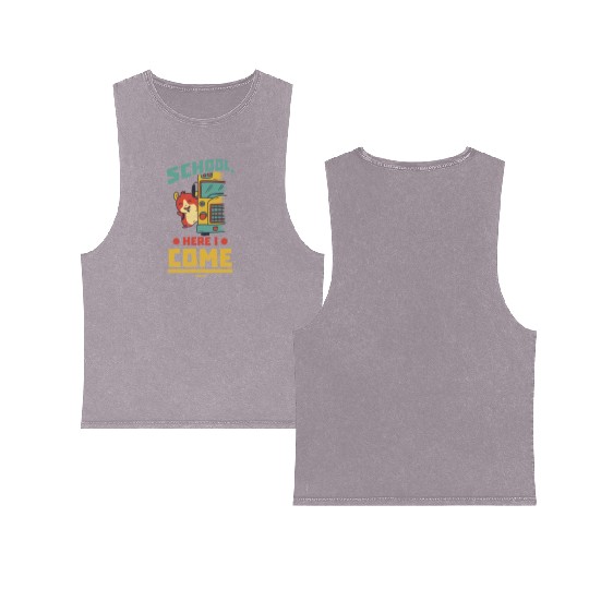 School bus pet funny saying Double Sided Mineral Wash Tank Tops