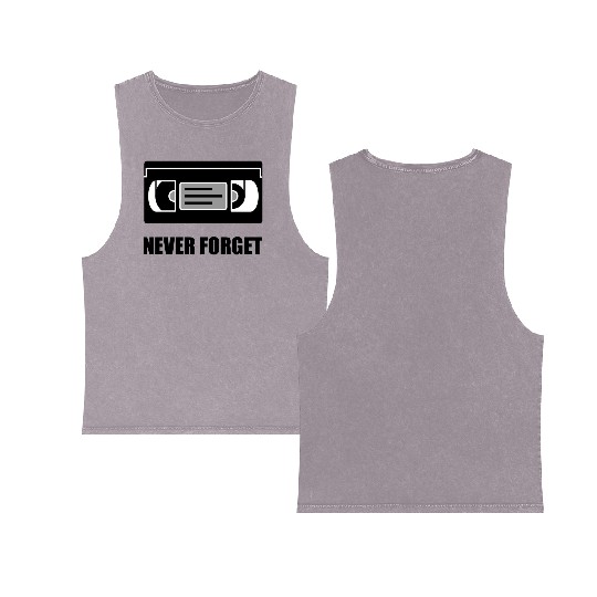 VHS Cassette Tape Never Forget Double Sided Mineral Wash Tank Tops