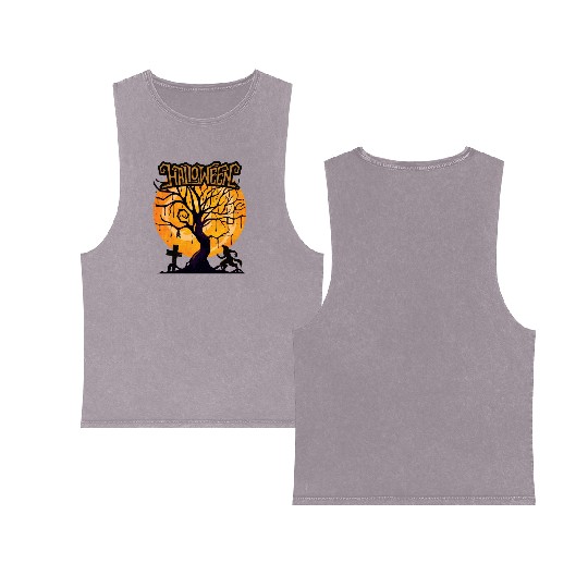 The tree of blood that calls werewolf on a night Double Sided Mineral Wash Tank Tops