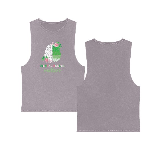 Green and Pink : Mental Health Matters Double Sided Mineral Wash Tank Tops