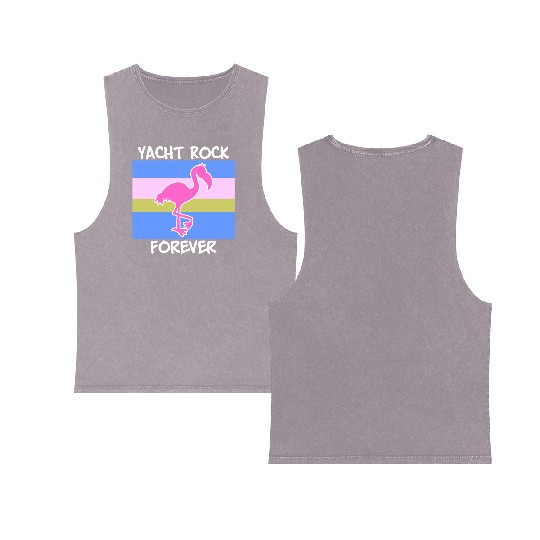 Yacht Rock Forever Double Sided Mineral Wash Tank Tops 80s Style flamingo