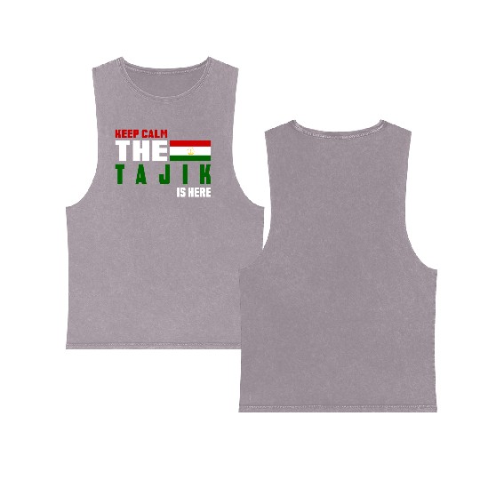 Keep Calm Tajikistan flag design Double Sided Mineral Wash Tank Tops