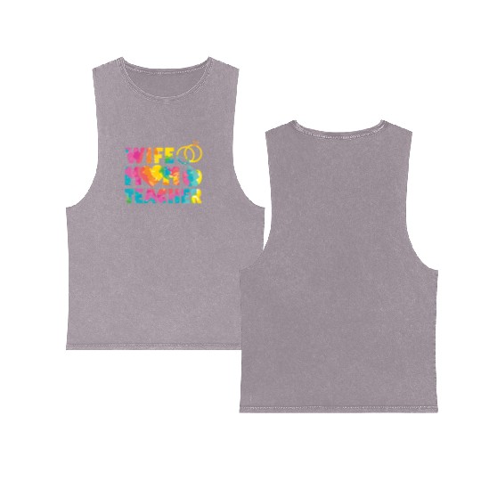 Wife Mom Teacher Mama Mothers Day Double Sided Mineral Wash Tank Tops