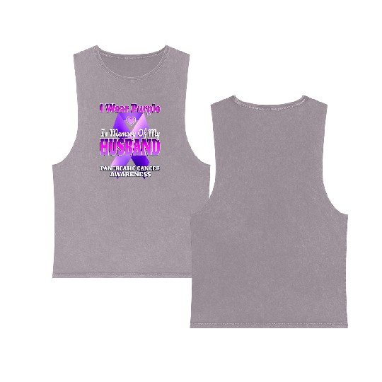 I Wear Purple In Memory Of My Husband Pancreatic C Double Sided Mineral Wash Tank Tops