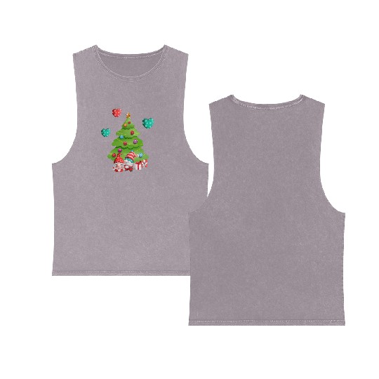 christmas is love, gnomes, christmas tree, love Double Sided Mineral Wash Tank Tops