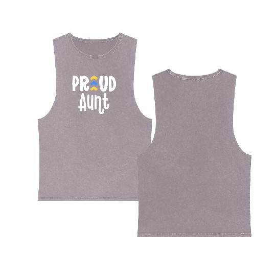 Proud Aunt Down Syndrome Grandma Family T21 Double Sided Mineral Wash Tank Tops