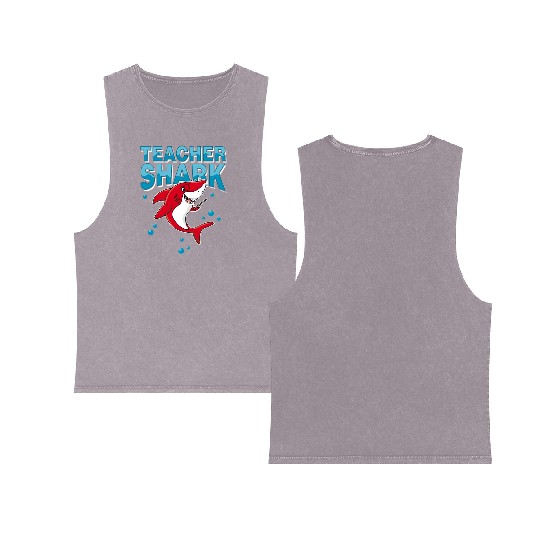 Teacher shark .. school student lessons enrollment Double Sided Mineral Wash Tank Tops