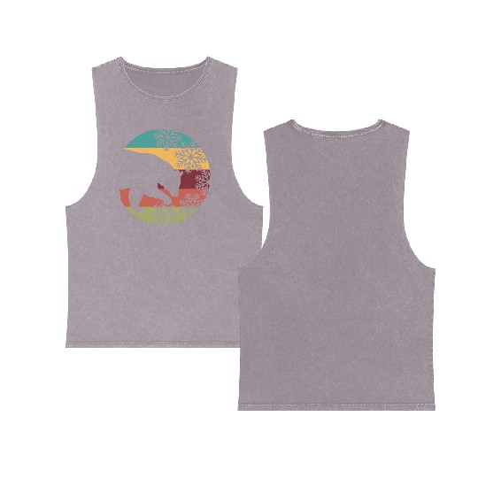 Retro Christmas Bear and Snowflakes for Bear lover Double Sided Mineral Wash Tank Tops