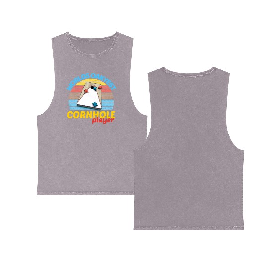 worlds oakyest cornhole player two Double Sided Mineral Wash Tank Tops