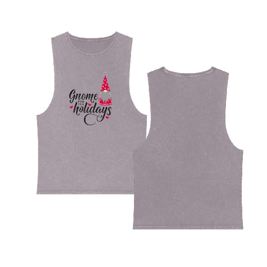 Christmas Funny Gnomes Double Sided Mineral Wash Tank Tops
