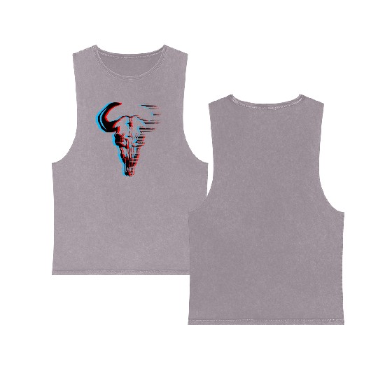 Buffalo skull Double Sided Mineral Wash Tank Tops