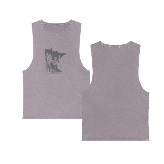 Proud Minnesota Deer Hunter State Map Outline Double Sided Mineral Wash Tank Tops