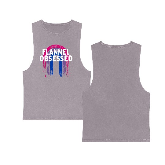 Flannel Obsessed Bisexual LGBTQ Bi Pride Outfit Double Sided Mineral Wash Tank Tops